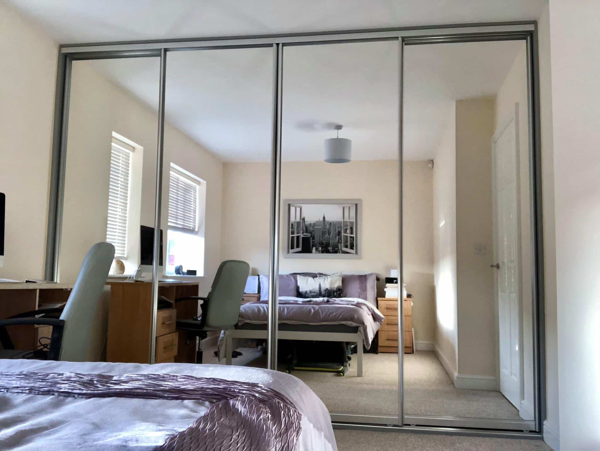 Mirror 4 door chrome frame Wardrobe