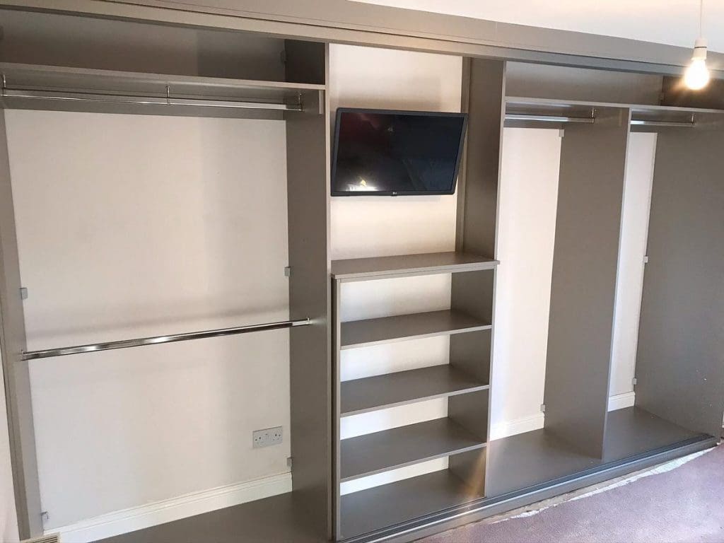 floor to ceiling grey wardrobe internal