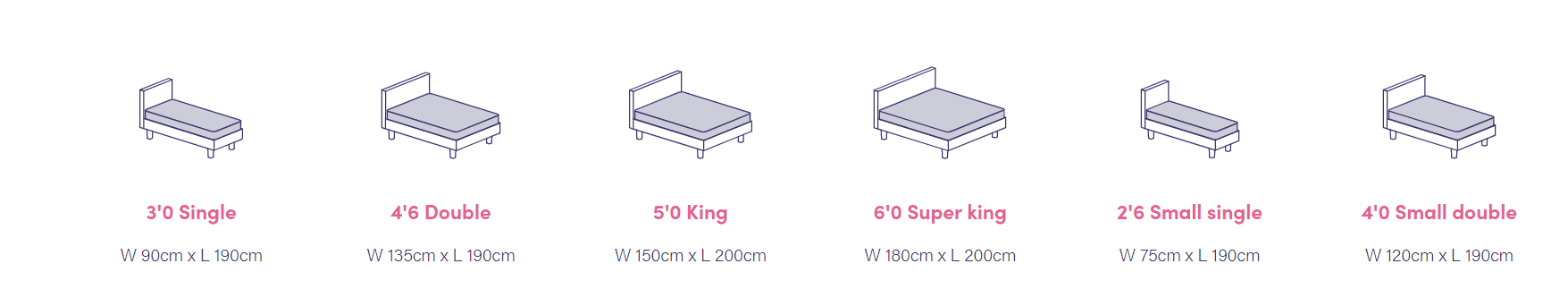 Glide & Slide bed frame sizes