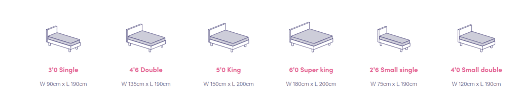 Tipton bed sizes available from Glide and Slide